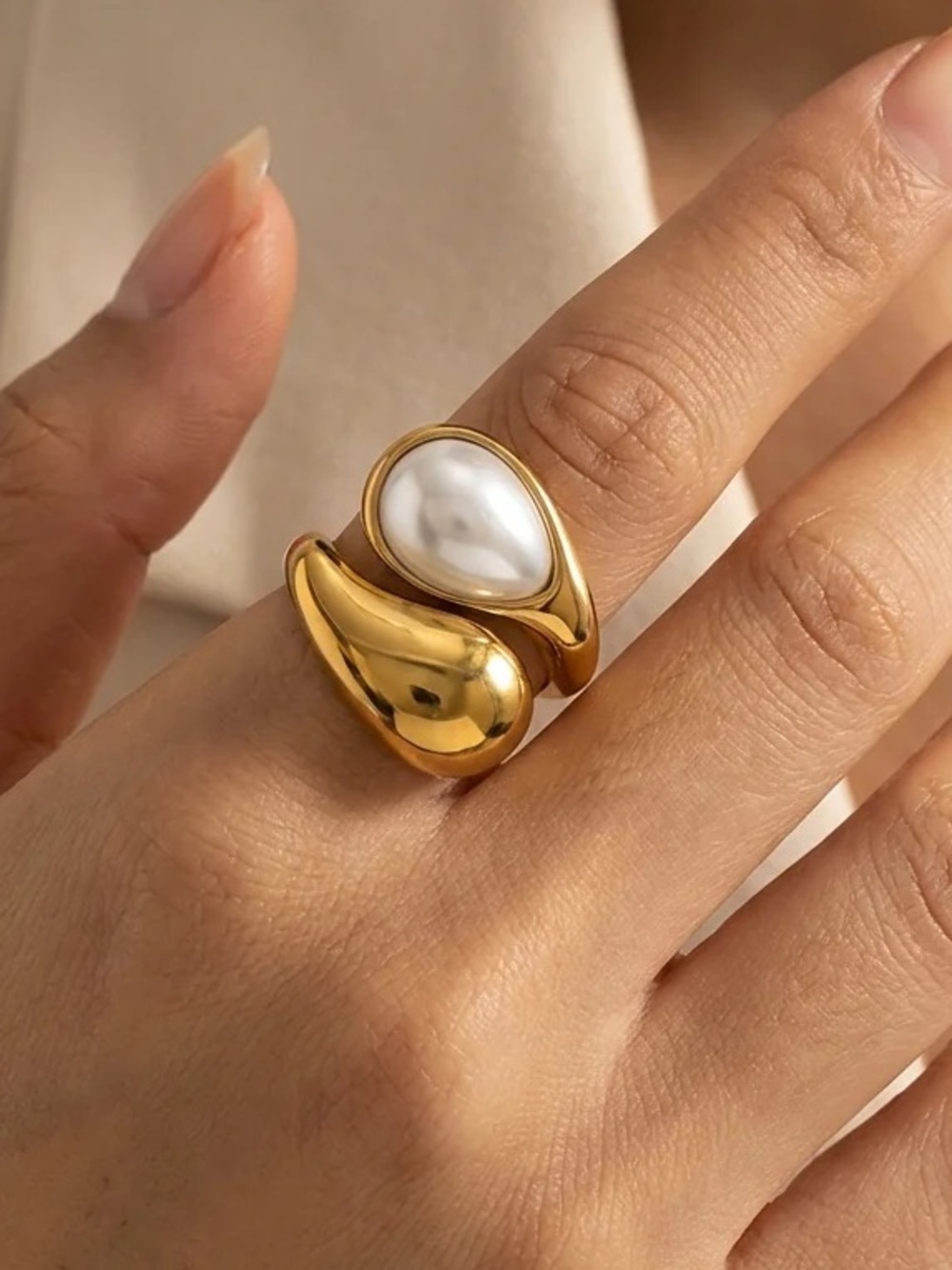 Pearl l Cuff Ring - Women Jewelry